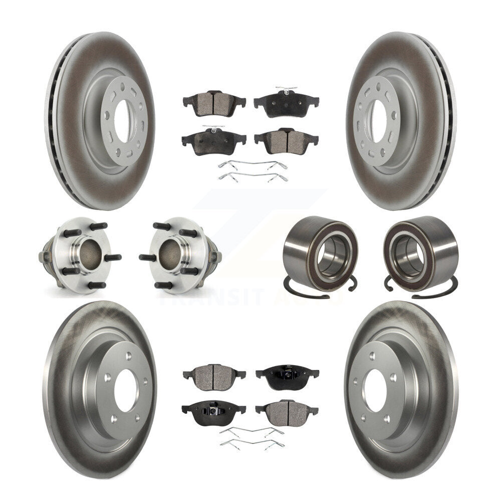 Front Rear Hub Bearings Coated Disc Brake Rotors And Ceramic Pads Kit (10Pc) For Mazda 5 KBB-108437