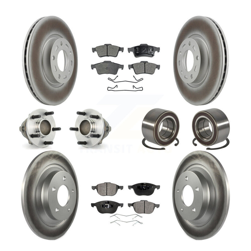 Front Rear Hub Bearing Coated Disc Brake Rotor & Pad Kit (10Pc) For 2006 Mazda 5 To 02 06 KBB-108438