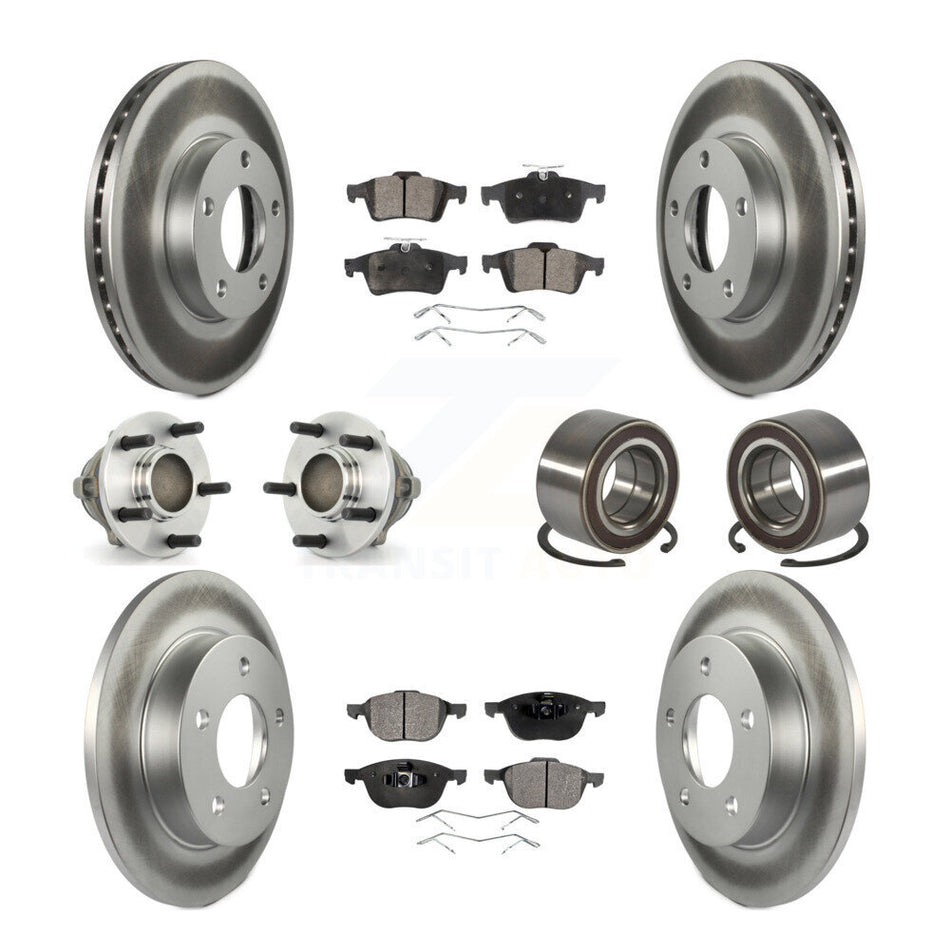 Front Rear Wheel Hub Bearings Assembly Coated Disc Brake Rotors And Ceramic Pads Kit (10Pc) For Mazda 3 Sport KBB-108439