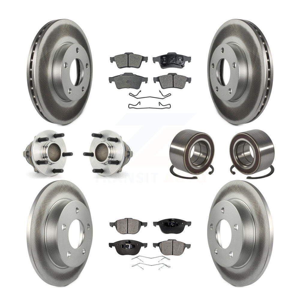 Front Rear Hub Bearing Coat Brake Rotor Pads Kit (10Pc) For Mazda 3 2.0L with 4-Wheel ABS KBB-108440