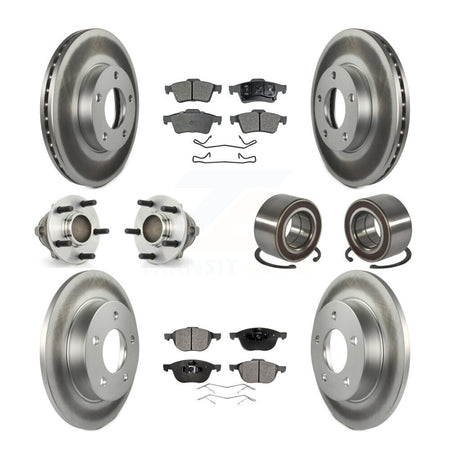 Front Rear Hub Bearing Coat Brake Rotor Pads Kit (10Pc) For Mazda 3 2.0L with 4-Wheel ABS KBB-108440