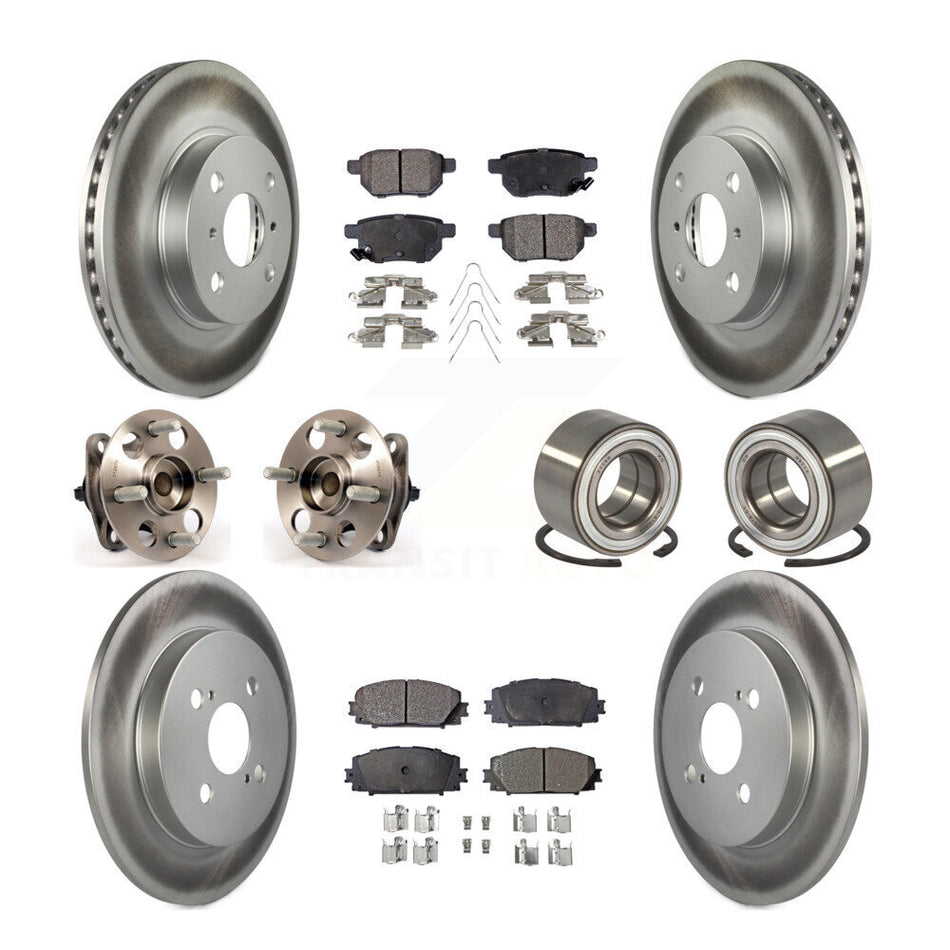 Front Rear Wheel Hub Bearings Assembly Coated Disc Brake Rotors And Ceramic Pads Kit (10Pc) For Toyota Yaris Japan Production Identified By 1st Digit Of VIN J KBB-108453