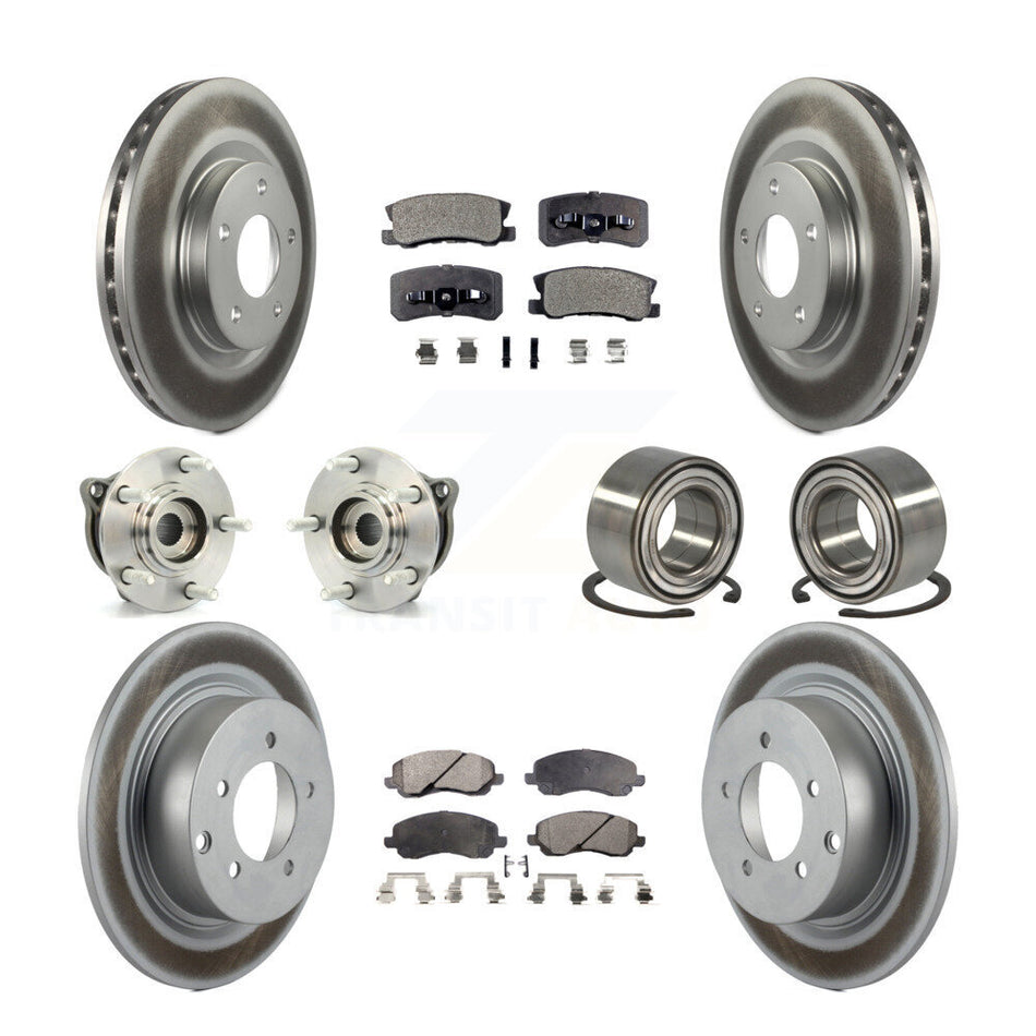 Front Rear Wheel Hub Bearings Assembly Coated Disc Brake Rotors And Ceramic Pads Kit (10Pc) For Mitsubishi Outlander Sport KBB-108462