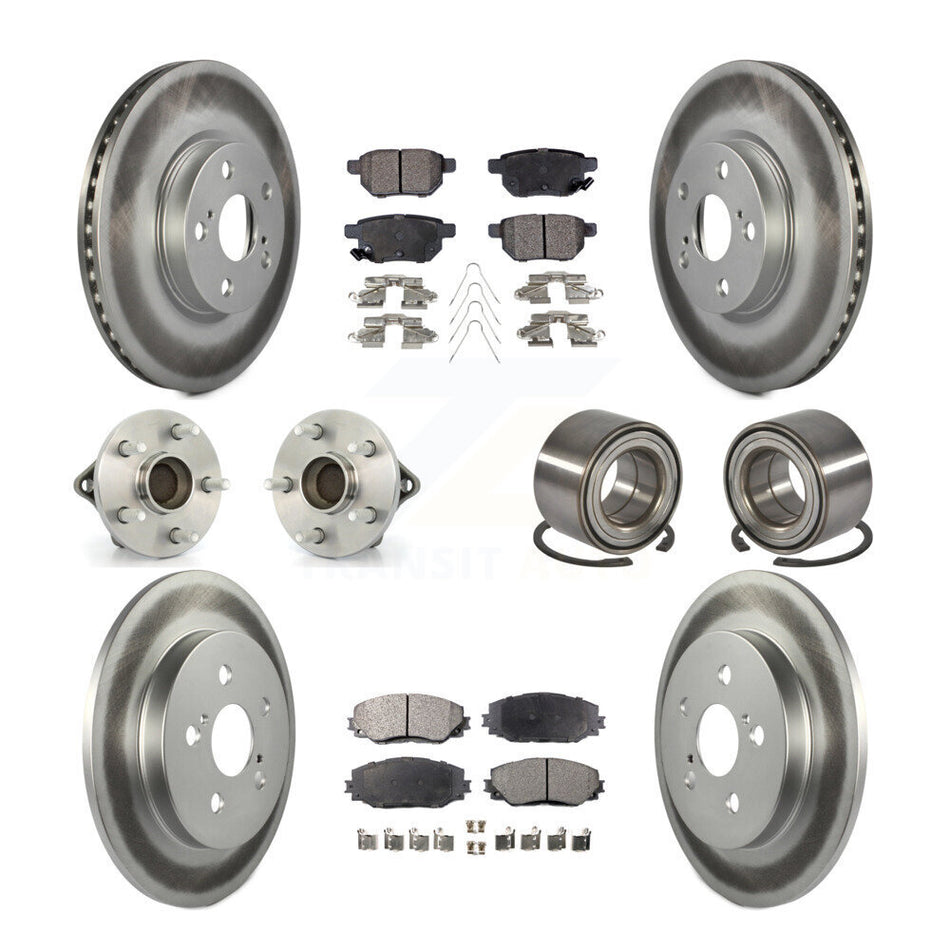 Front Rear Wheel Hub Bearings Assembly Coated Disc Brake Rotors And Ceramic Pads Kit (10Pc) For Toyota Corolla Matrix Pontiac Vibe KBB-108472