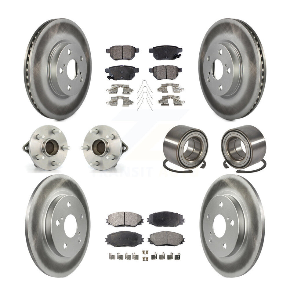 Front Rear Wheel Hub Bearing Coated Disc Brake Rotor And Pad Kit (10Pc) For Toyota Matrix KBB-108473