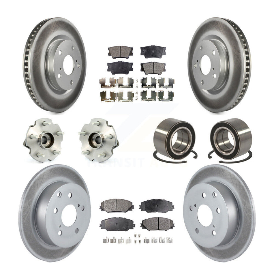 Front Rear Wheel Hub Bearings Assembly Coated Disc Brake Rotors And Ceramic Pads Kit (10Pc) For Toyota Matrix Pontiac Vibe KBB-108474