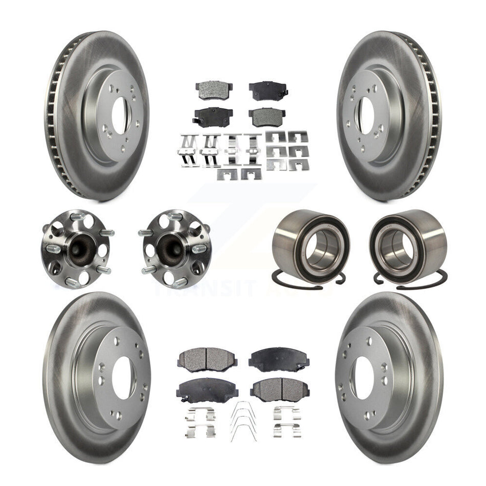 Front Rear Wheel Hub Bearings Assembly Coated Disc Brake Rotors And Ceramic Pads Kit (10Pc) For 2015 Honda Civic EX with Coupe Manual transmission KBB-108538