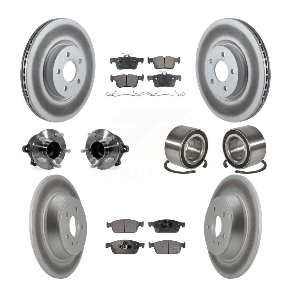 Front Rear Hub Bearing Coated Disc Brake Rotor Pad Kit (10Pc) For Ford Escape Lincoln MKC KBB-108566