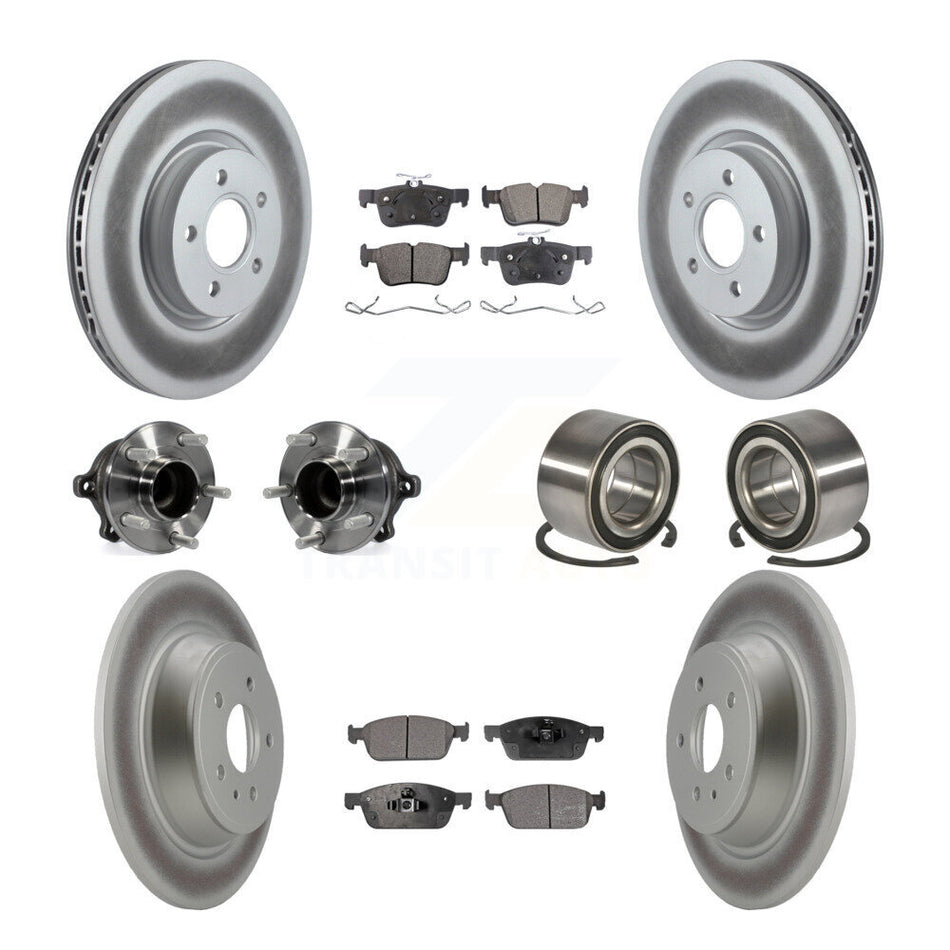 Front Rear Hub Bearing Coated Disc Brake Rotor Pad Kit (10Pc) For Ford Escape Lincoln MKC KBB-108566