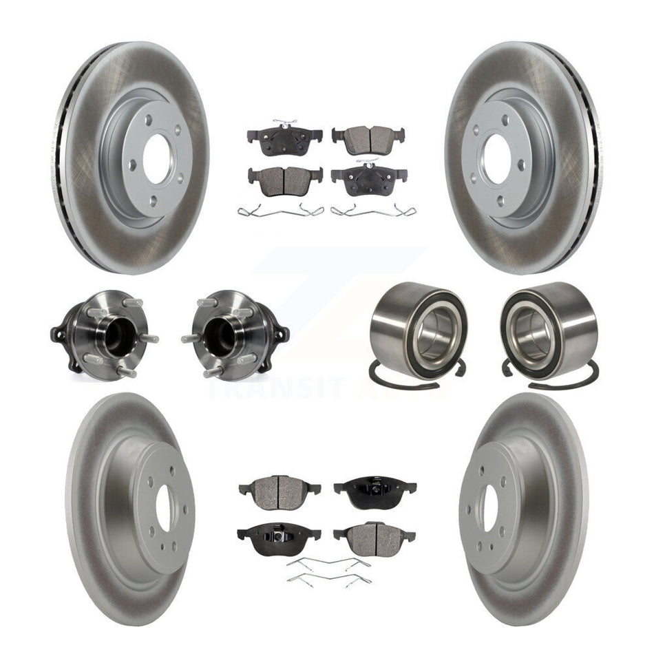 Front Rear Hub Bearing Coat Brake Rotor Pad Kit (10Pc) For Ford Escape FWD with 2.5L/1.5L KBB-108568