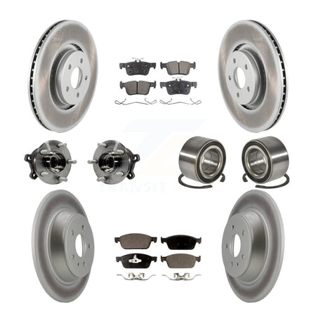 Front Rear Hub Bearing Coated Disc Brake Rotor And Ceramic Pad Kit (10Pc) For Lincoln MKC KBB-108569