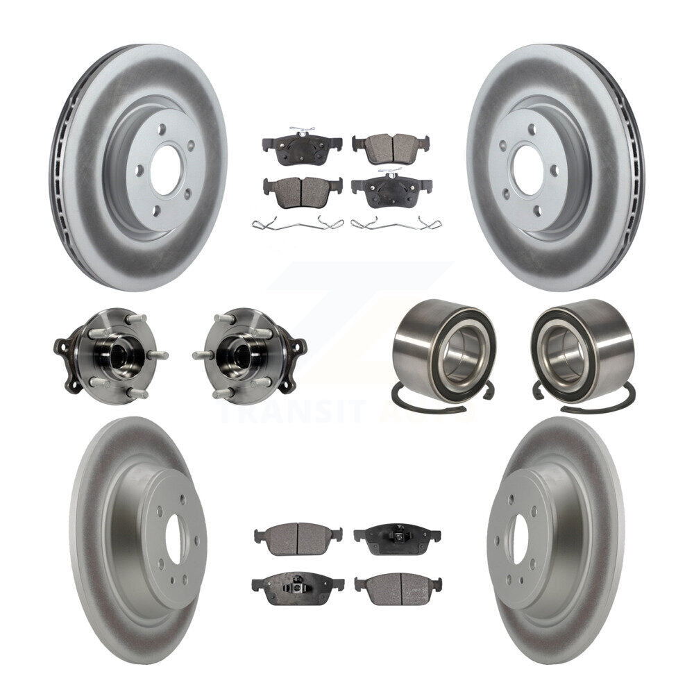 Front Rear Hub Bearing Coated Disc Brake Rotor Pad Kit (10Pc) For Ford Escape Lincoln MKC KBB-108571