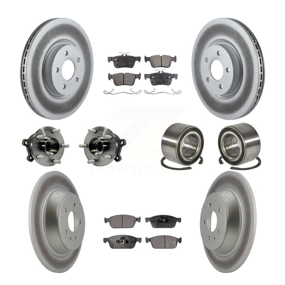 Front Rear Hub Bearing Coated Disc Brake Rotor Pad Kit (10Pc) For Ford Escape Lincoln MKC KBB-108571