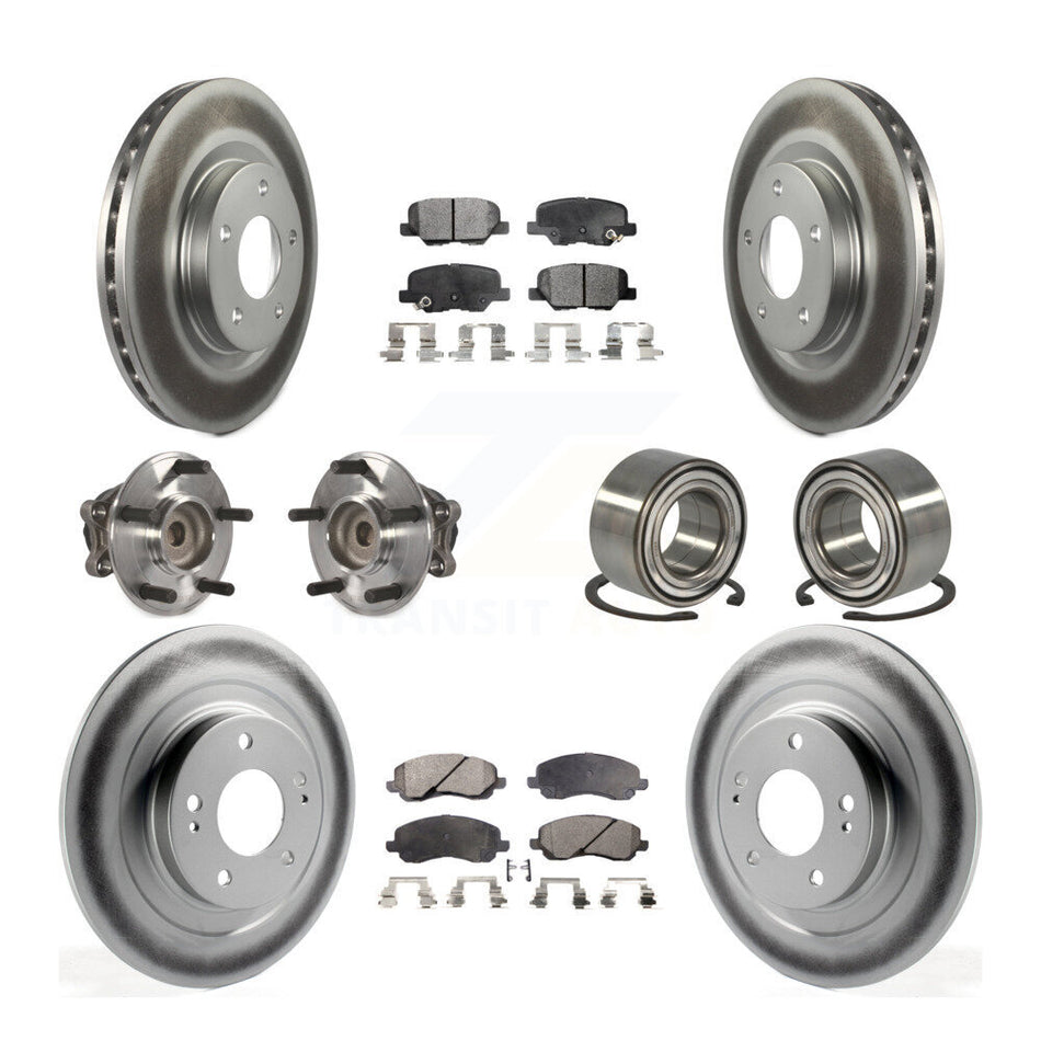 Front Rear Wheel Hub Bearings Assembly Coated Disc Brake Rotors And Ceramic Pads Kit (10Pc) For Mitsubishi Outlander Sport RVR KBB-108593