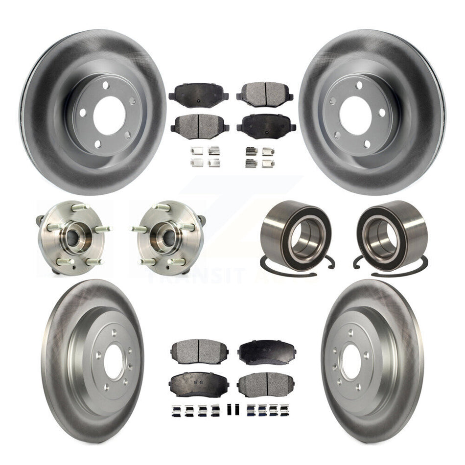 Front Rear Wheel Hub Bearings Assembly Coated Disc Brake Rotors And Ceramic Pads Kit (10Pc) For Ford Edge Lincoln MKX KBB-108597