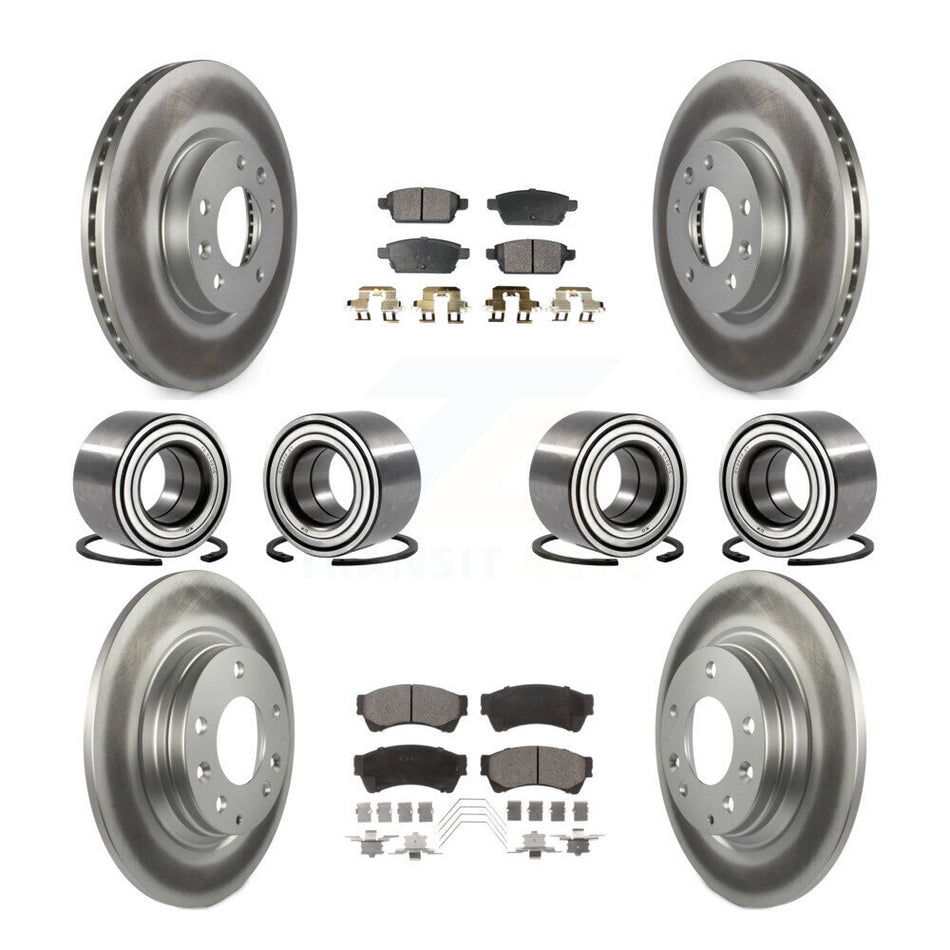 Front Rear Wheel Bearings Coated Disc Brake Rotors And Ceramic Pads Kit (10Pc) For Ford Fusion Lincoln MKZ Mercury Milan KBB-108602
