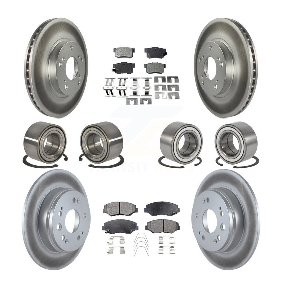 Front Rear Wheel Bearings Coated Disc Brake Rotors And Ceramic Pads Kit (10Pc) For Honda CR-V KBB-108608