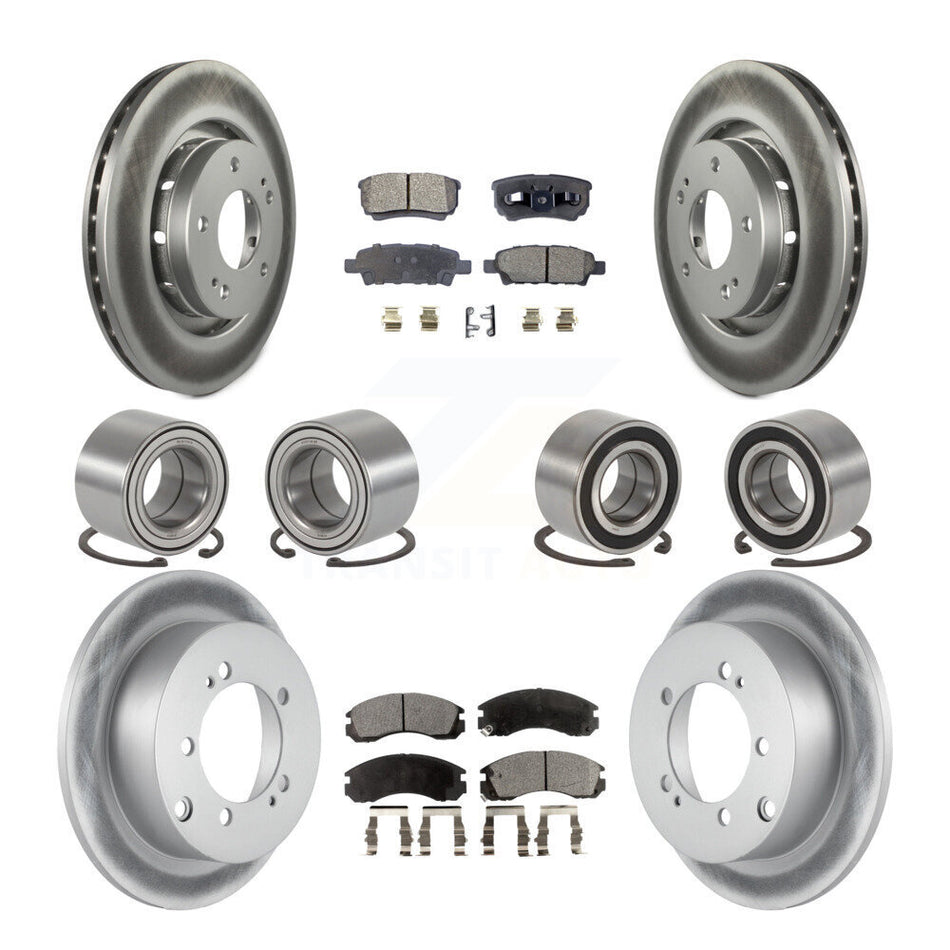 Front Rear Wheel Bearings Coated Disc Brake Rotors And Ceramic Pads Kit (10Pc) For 2005-2006 Mitsubishi Outlander AWD KBB-108632