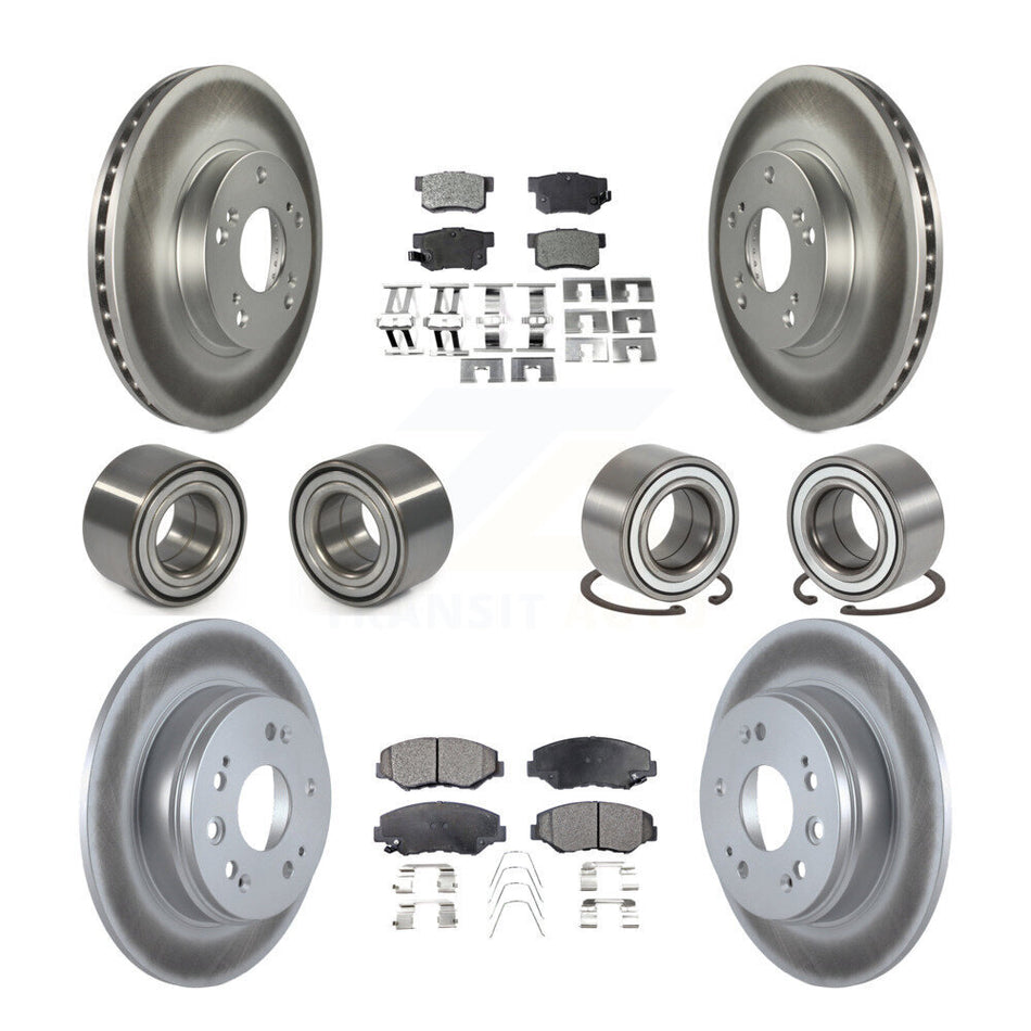 Front Rear Wheel Bearings Coated Disc Brake Rotors And Ceramic Pads Kit (10Pc) For Honda CR-V KBB-108633