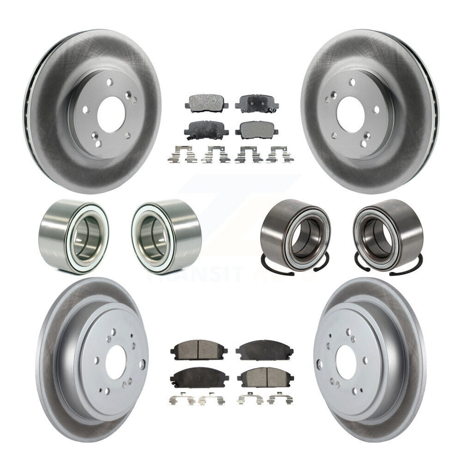 Front Rear Wheel Bearings Coated Disc Brake Rotors And Ceramic Pads Kit (10Pc) For 2003-2006 Acura MDX KBB-108636