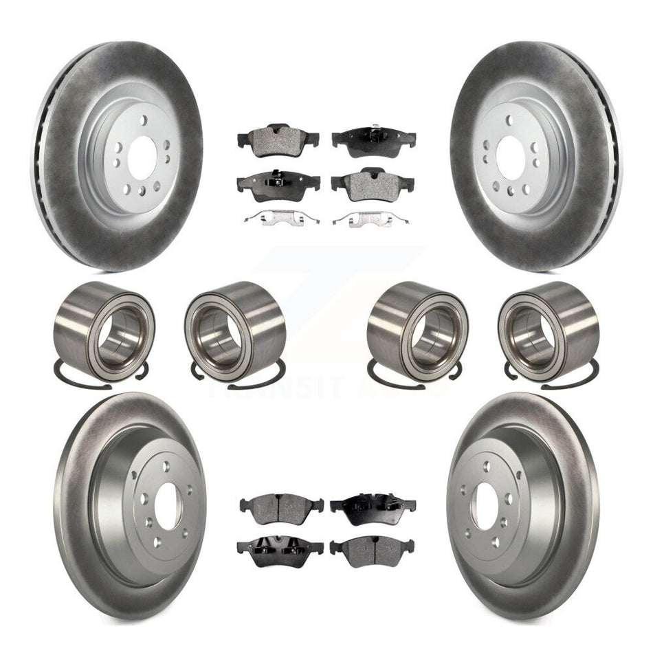 Front Rear Wheel Bearings Coated Disc Brake Rotors And Ceramic Pads Kit (10Pc) For 2007-2009 Mercedes-Benz ML320 With 350mm Diameter Rotor KBB-108642