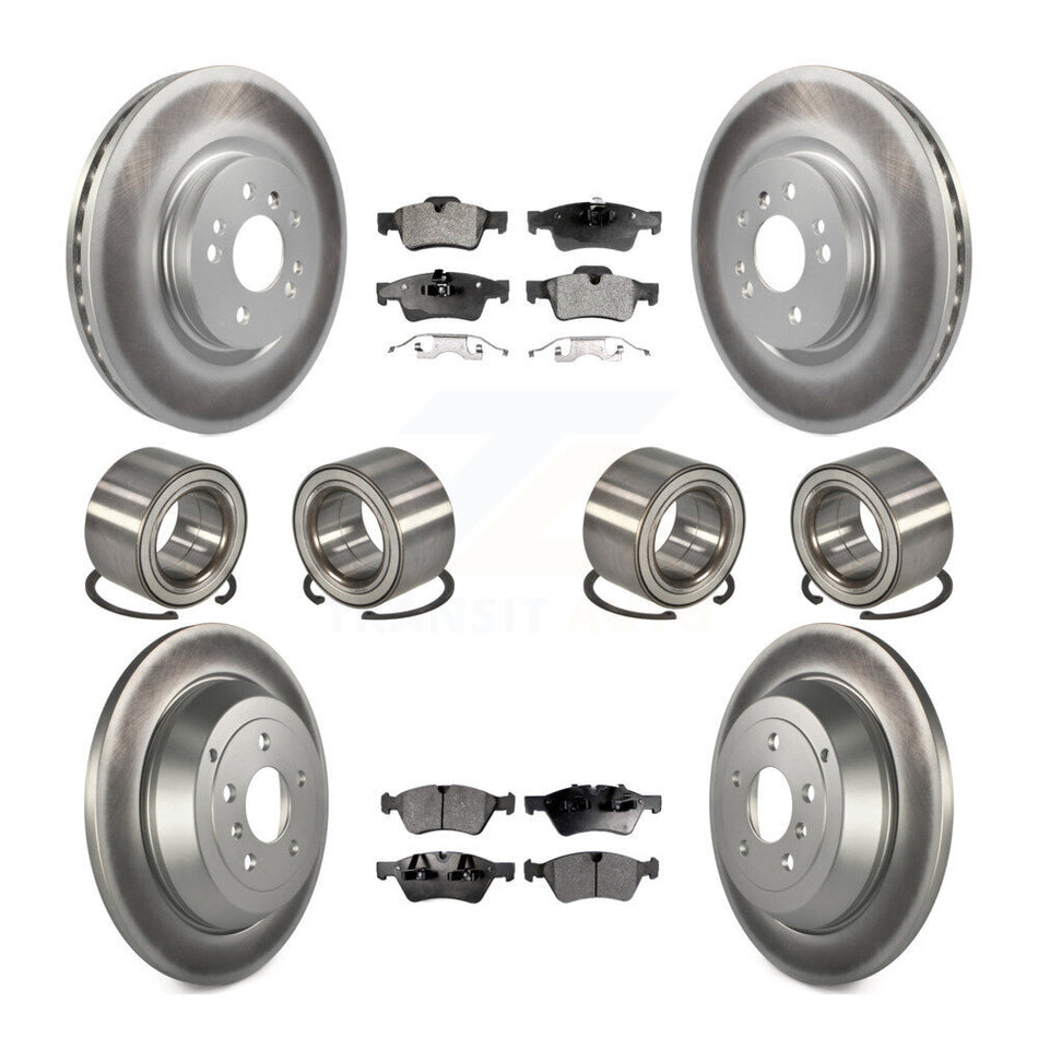 Front Rear Wheel Bearings Coated Disc Brake Rotors And Ceramic Pads Kit (10Pc) For Mercedes-Benz ML350 R350 ML500 ML320 KBB-108644