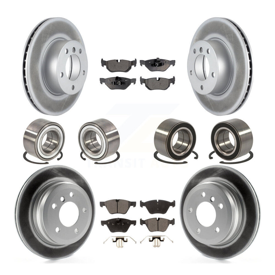 Front Rear Wheel Bearings Coated Disc Brake Rotors And Ceramic Pads Kit (10Pc) For BMW 328xi 325xi KBB-108645