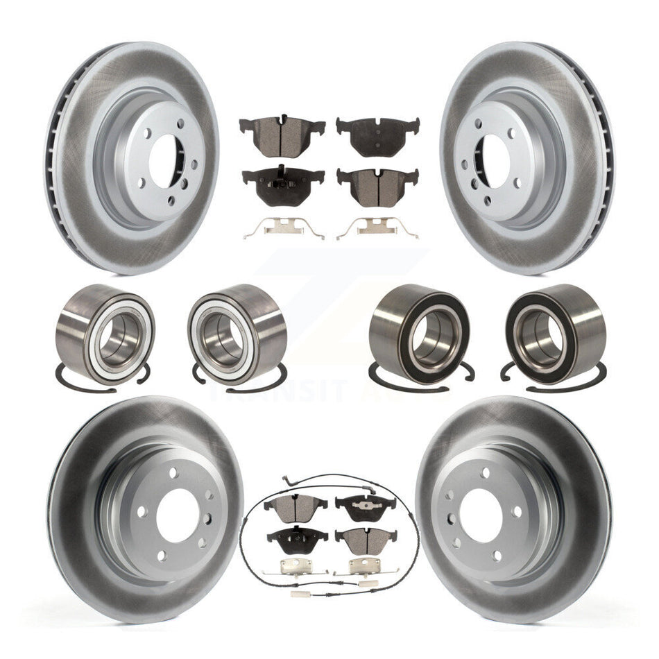 Front Rear Wheel Bearings Coated Disc Brake Rotors And Ceramic Pads Kit (10Pc) For BMW 335i xDrive 335xi KBB-108647