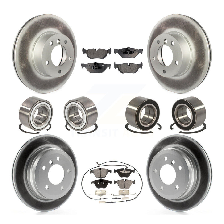 Front Rear Wheel Bearings Coated Disc Brake Rotors And Ceramic Pads Kit (10Pc) For BMW 328i xDrive 328xi KBB-108649