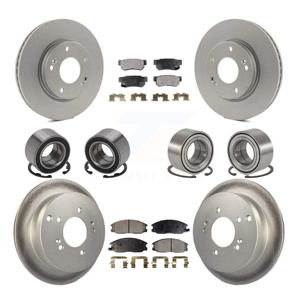 Front Rear Wheel Bearings Coated Disc Brake Rotors And Ceramic Pads Kit (10Pc) For Hyundai Santa Fe With 276mm Diameter Rotor KBB-108651