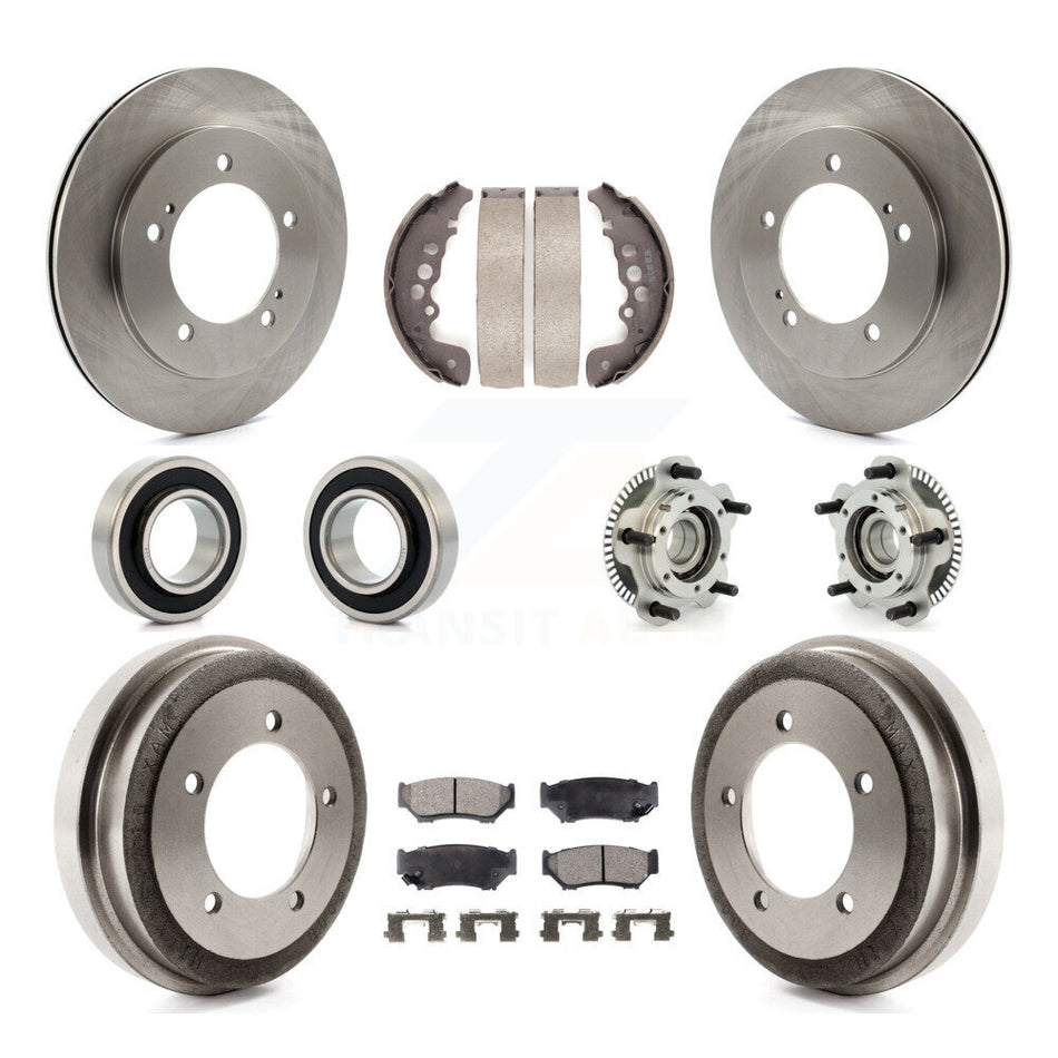 Front Rear Hub Bearings Assembly Disc Brake Rotors And Semi-Metallic Pads Shoes Kit (10Pc) For 2001-2004 Chevrolet Tracker Suzuki Vitara Non-ABS KBB-108664