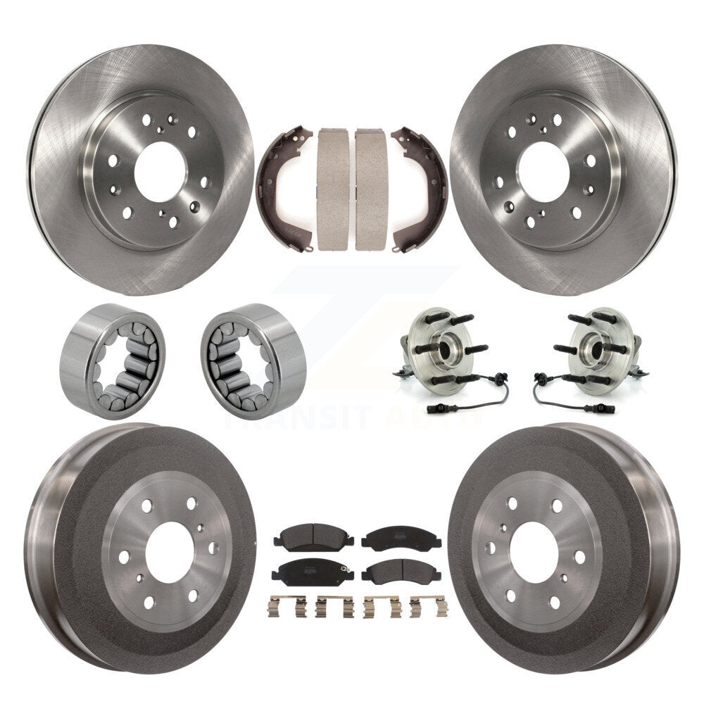 Front Rear Hub Bearing Disc Brake Rotor Pad Shoe Kit (10Pc) For GMC Sierra 1500 Chevrolet KBB-108674