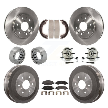 Front Rear Hub Bearing Disc Brake Rotor Pad Shoe Kit (10Pc) For GMC Sierra 1500 Chevrolet KBB-108674