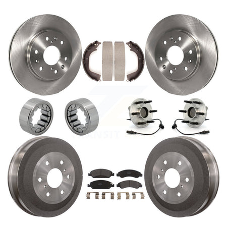 Front Rear Hub Bearing Brake Rotor Pads Shoe Kit (10Pc) For GMC Sierra 1500 Chevrolet RWD KBB-108680
