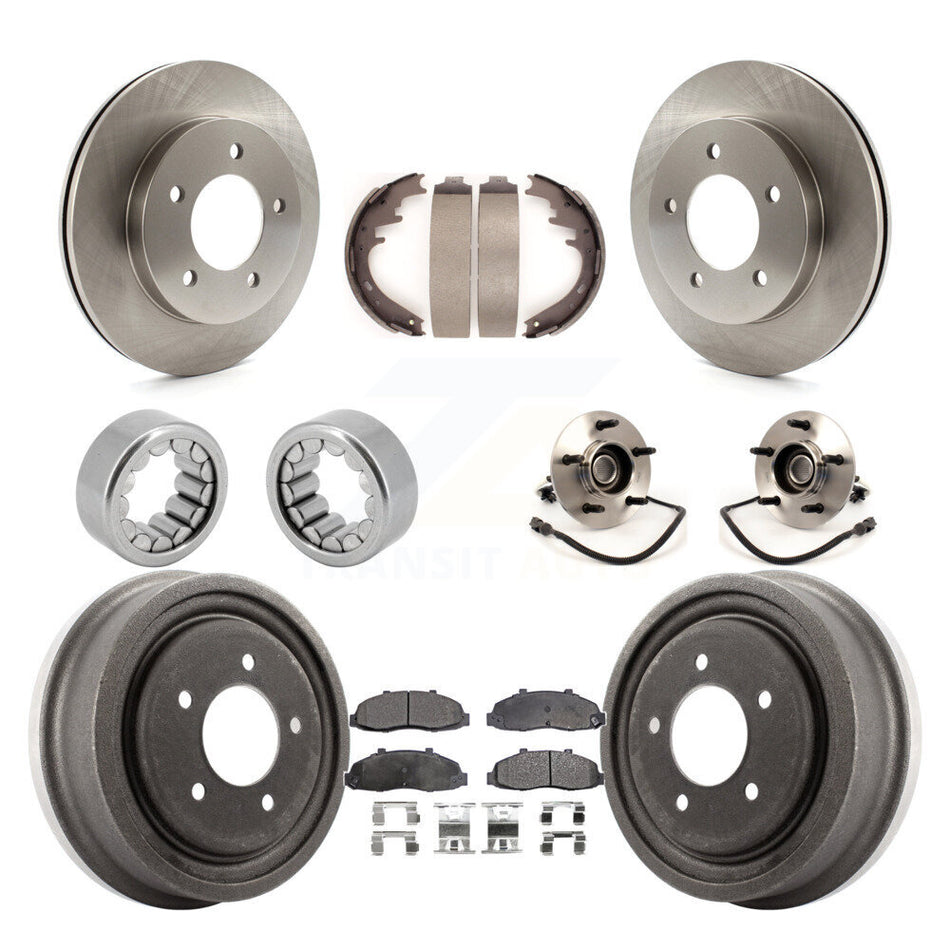 Front Rear Hub Bearing Assembly Disc Brake Rotors And Pads Shoe Kit (10Pc) For Ford F-150 KBB-108715