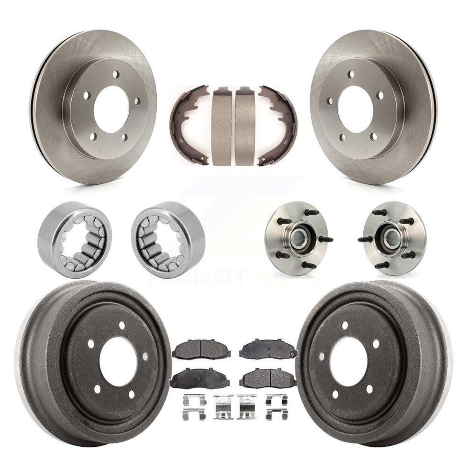Front Rear Hub Bearing Assembly Disc Brake Rotors And Pads Shoe Kit (10Pc) For Ford F-150 KBB-108717