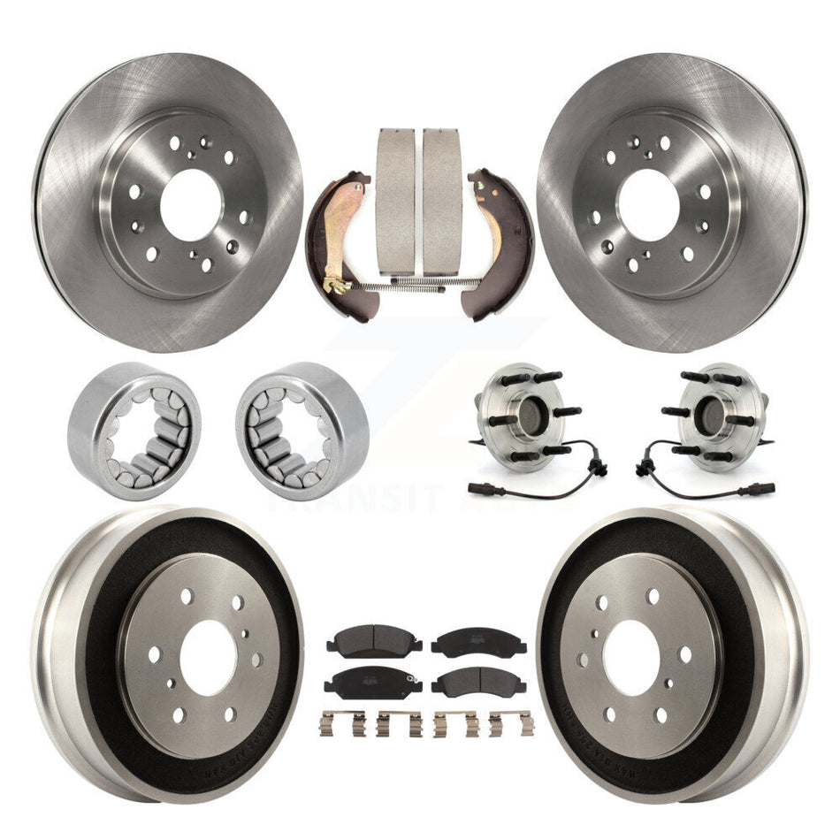 Front Rear Hub Bearing Brake Rotor & Pad Shoe Kit (10Pc) For Chevrolet Silverado 1500 GMC KBB-108731
