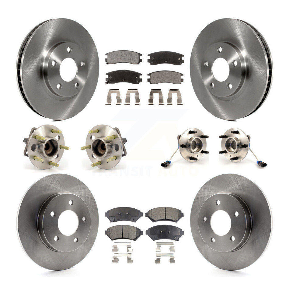 Front Rear Hub Bearings Assembly Disc Brake Rotors And Semi-Metallic Pads Kit (10Pc) For 1997-1999 Buick Park Avenue Oldsmobile Aurora Riviera KBB-108746