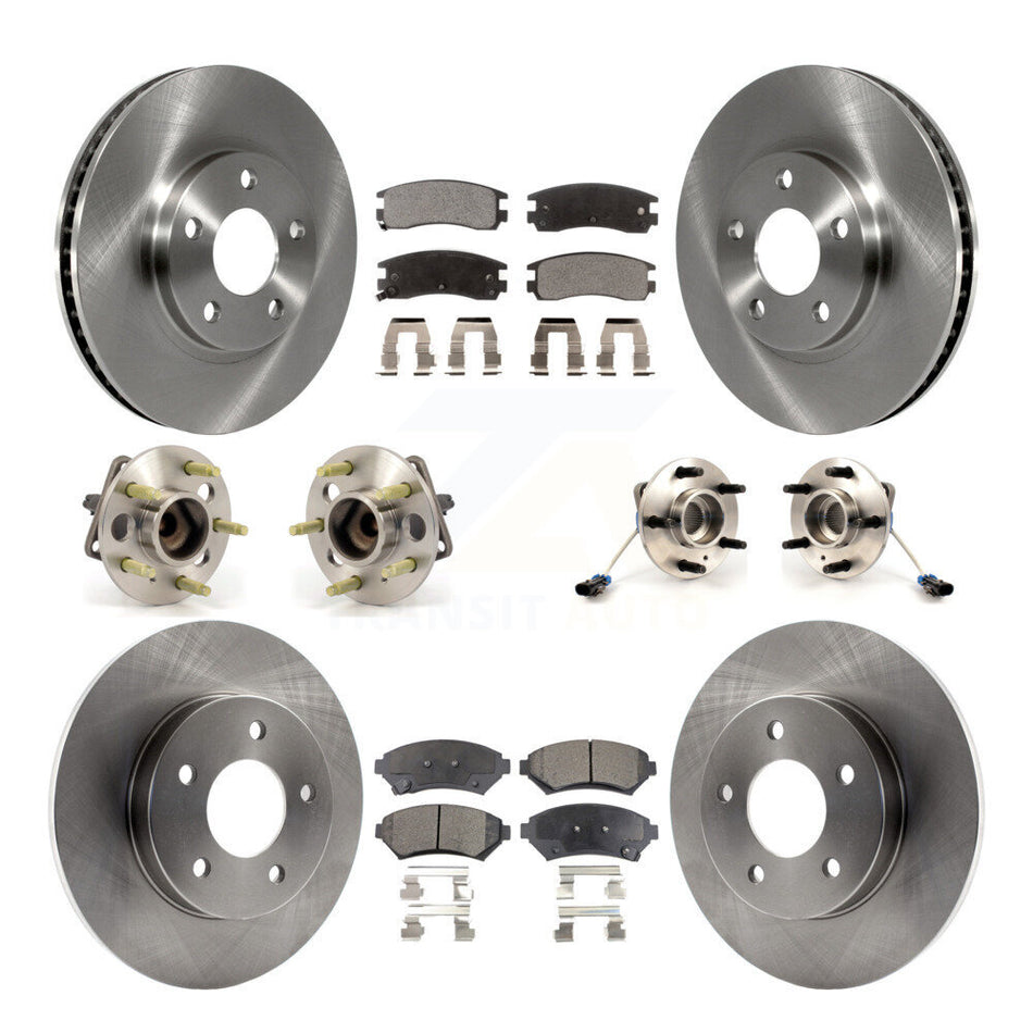 Front Rear Hub Bearings Assembly Disc Brake Rotors And Semi-Metallic Pads Kit (10Pc) For 1997-1999 Buick Park Avenue Oldsmobile Aurora Riviera KBB-108746