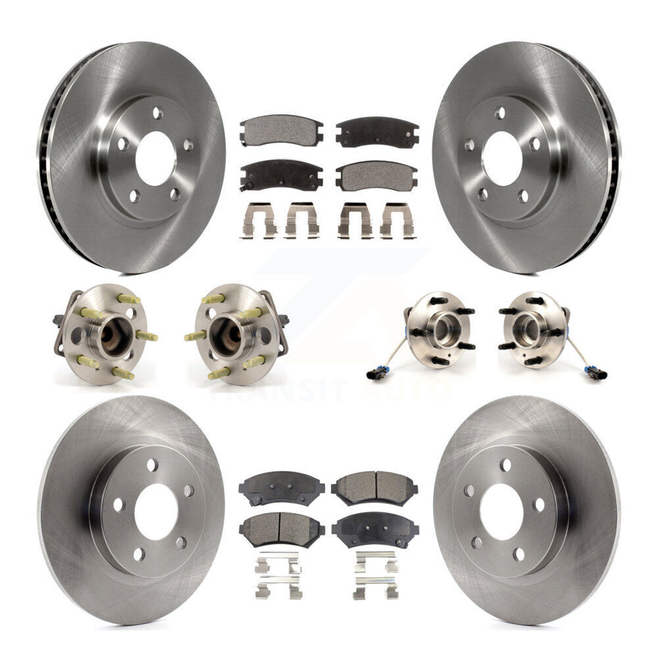Front Rear Hub Bearings Assembly Disc Brake Rotors And Semi-Metallic Pads Kit (10Pc) For 2003-2004 Buick Park Avenue Ultra KBB-108747