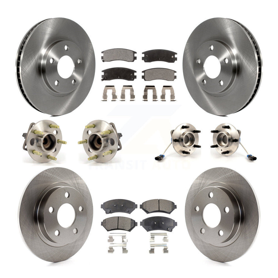 Front Rear Hub Bearings Assembly Disc Brake Rotors And Semi-Metallic Pads Kit (10Pc) For Buick LeSabre Park Avenue Pontiac Bonneville Oldsmobile Aurora KBB-108748