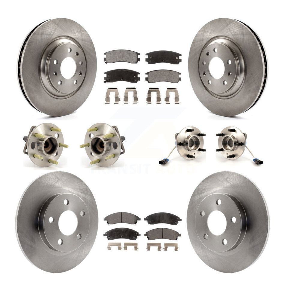 Front Rear Hub Bearings Assembly Disc Brake Rotors And Semi-Metallic Pads Kit (10Pc) For 2004 Pontiac Bonneville GXP KBB-108751