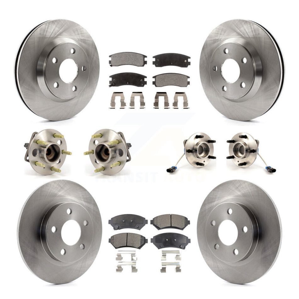 Front Rear Hub Bearings Assembly Disc Brake Rotors And Semi-Metallic Pads Kit (10Pc) For 2005 Buick Park Avenue Ultra KBB-108752