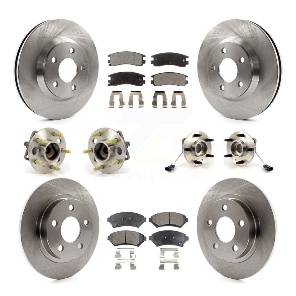 Front Rear Hub Bearings Assembly Disc Brake Rotors And Semi-Metallic Pads Kit (10Pc) For 2005-2005 Buick LeSabre Pontiac Bonneville Park Avenue KBB-108753