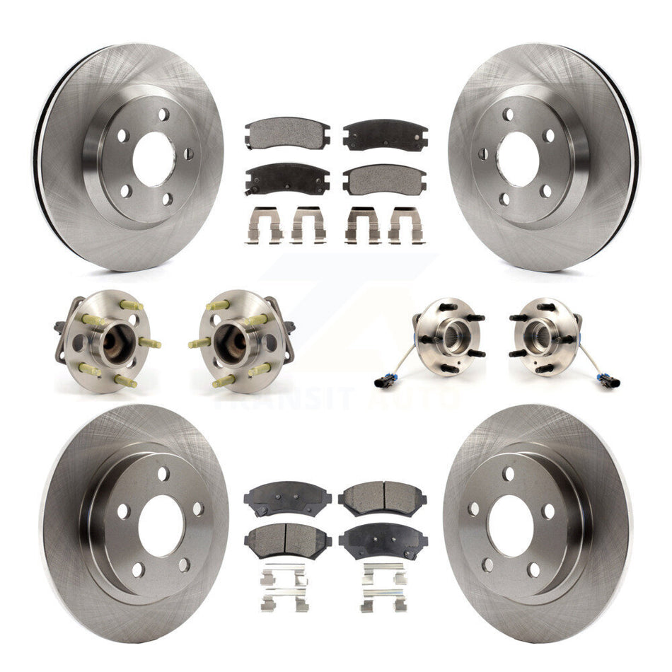 Front Rear Hub Bearings Assembly Disc Brake Rotors And Semi-Metallic Pads Kit (10Pc) For 2005-2005 Buick LeSabre Pontiac Bonneville Park Avenue KBB-108753