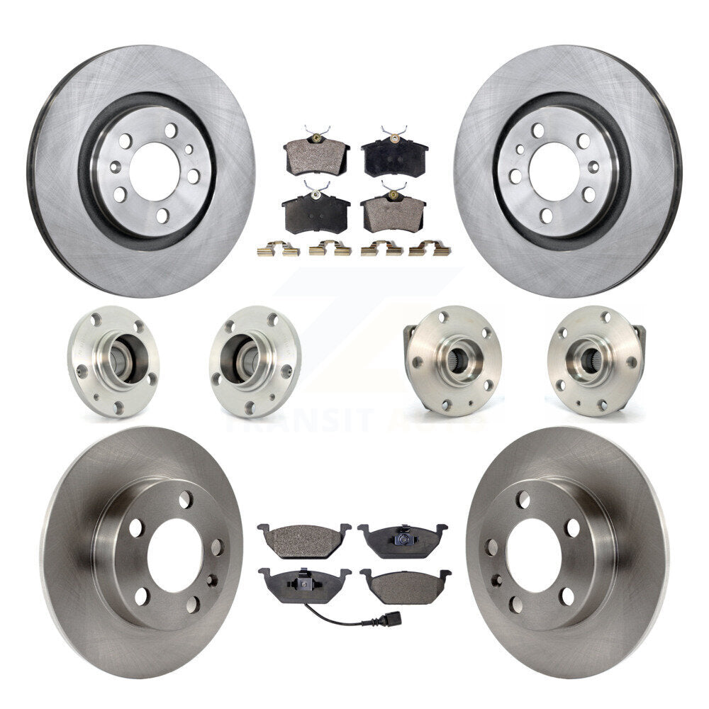 Front Rear Hub Bearings Disc Brake Rotors And Pads Kit (10Pc) For Volkswagen Golf City KBB-108756