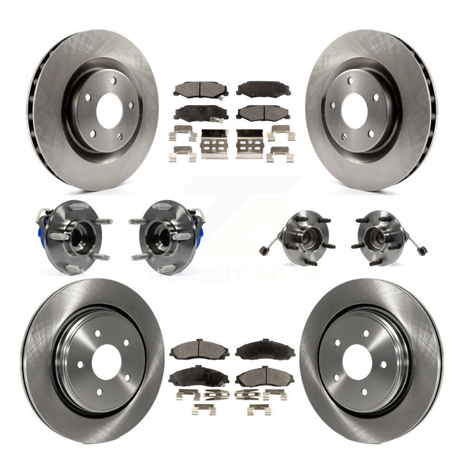 Front Rear Hub Bearings Assembly Disc Brake Rotors And Semi-Metallic Pads Kit (10Pc) For 2006-2008 Cadillac XLR Naturally Aspirated With Heavy Duty Brakes KBB-108763