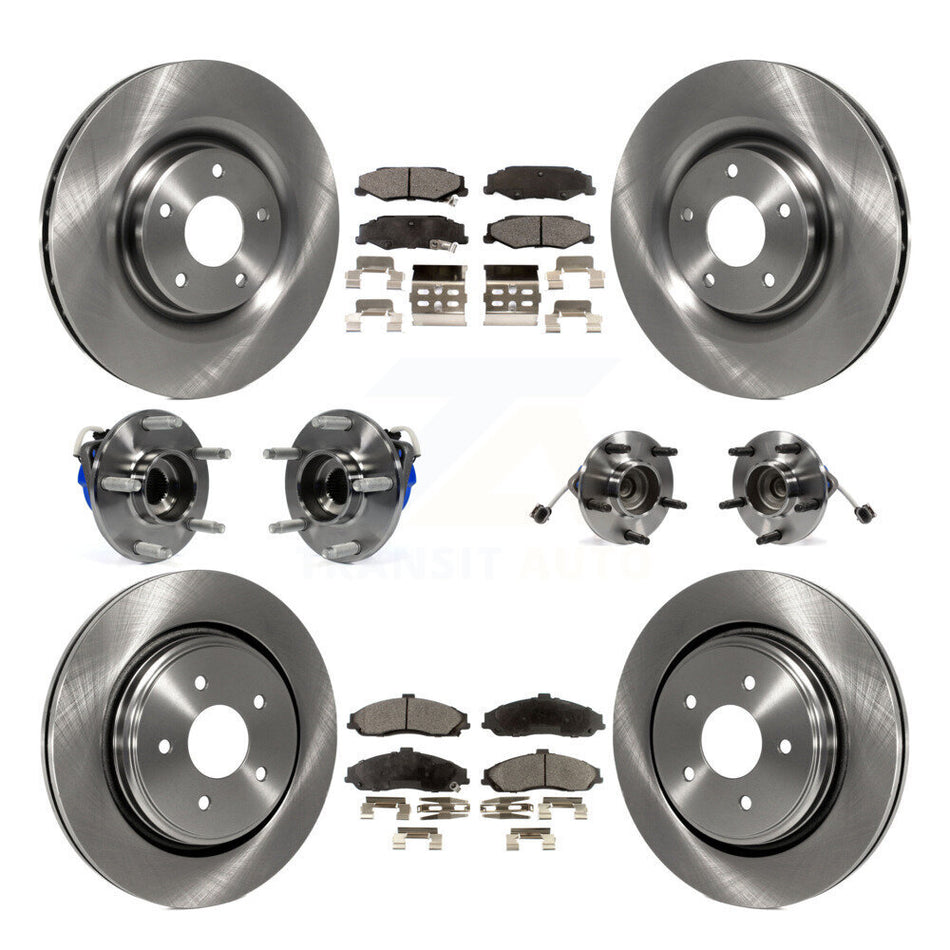 Front Rear Hub Bearings Assembly Disc Brake Rotors And Semi-Metallic Pads Kit (10Pc) For Chevrolet Corvette Cadillac XLR KBB-108764