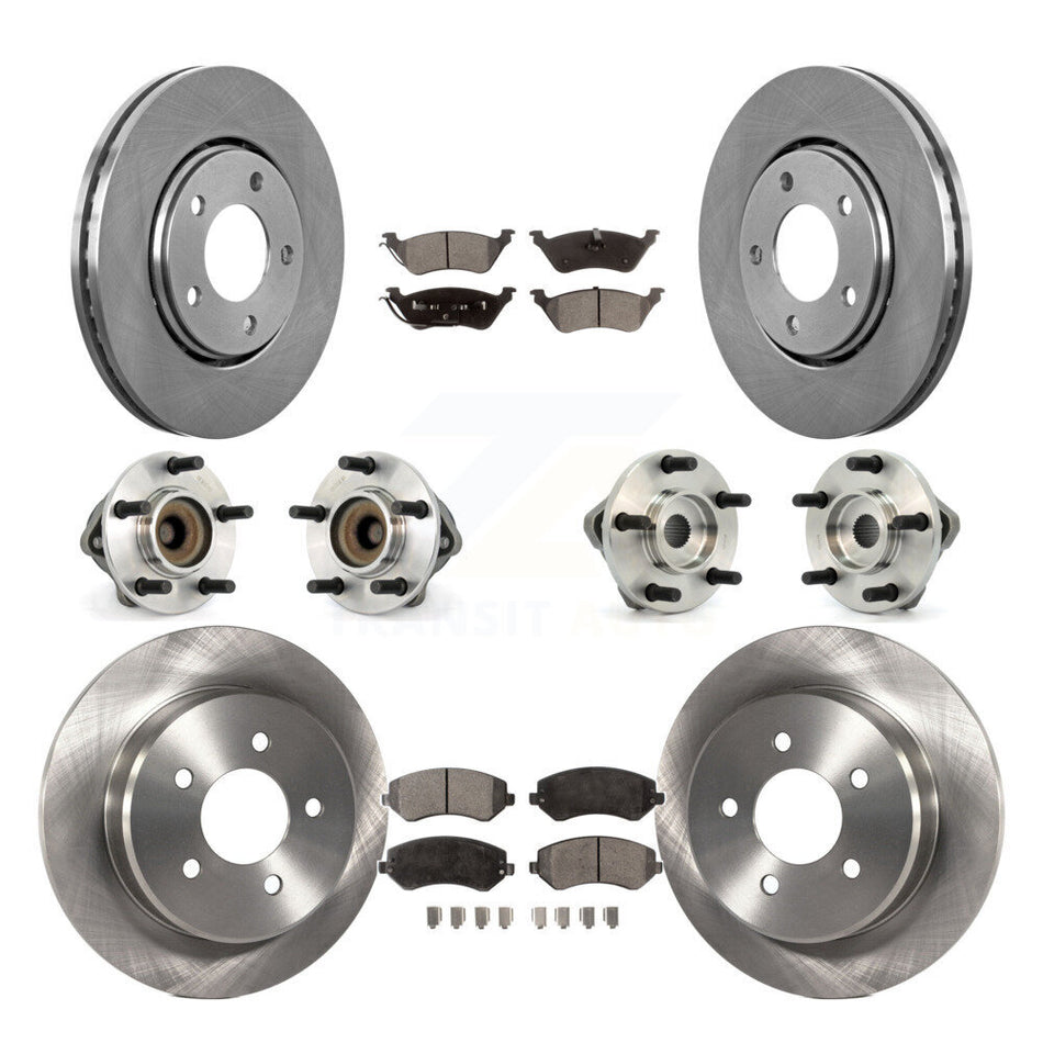 Front Rear Hub Bearings Assembly Disc Brake Rotors And Semi-Metallic Pads Kit (10Pc) For Dodge Chrysler Town & Country Grand Caravan Voyager KBB-108767