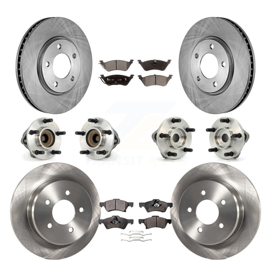 Front Rear Hub Bearings Assembly Disc Brake Rotors And Semi-Metallic Pads Kit (10Pc) For Dodge Grand Caravan Chrysler Town & Country KBB-108769